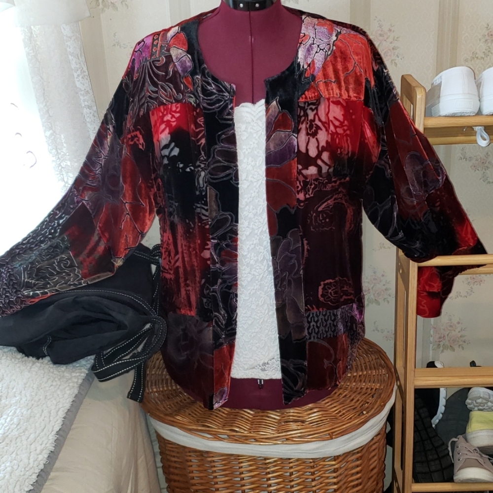 Light open jacket suede and silk